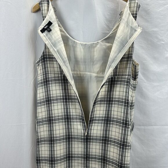 Mossimo Sheath Dress Large White Black Plaid Overall Wool Pockets Buttons School - Picture 11 of 12